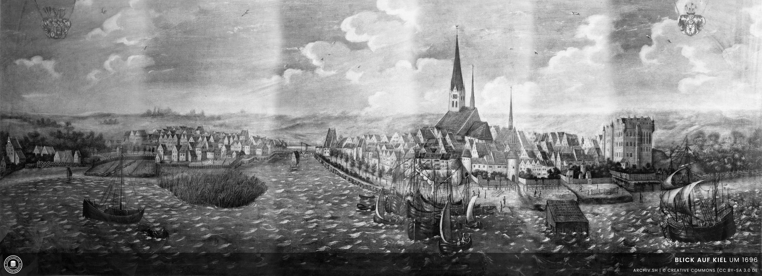 Panorama Blick auf Kiel um 1696