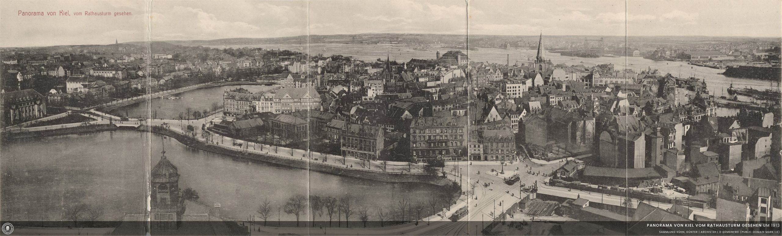 Panorama von Kiel vom Rathausturm gesehen um 1913