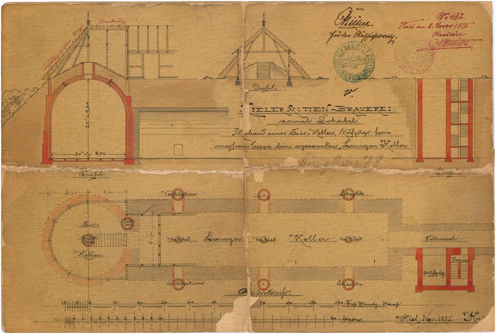 1875 - Anbau eines Eiskellers Aufzugs sowie maschinen Treppe beim sogenannten Langen Keller - klein